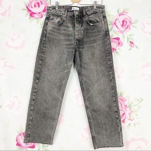 Zara Black High Rise Distressed Denim Jeans 8